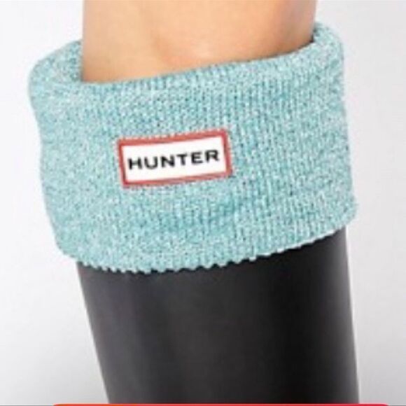 HUNTER XL Teal Sparkling Metallic Knit Fleece Fold-over Boot Lining Socks - Picture 5 of 7